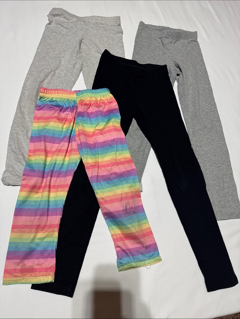 Old Navy Black Girls' Leggings with Rainbow-Striped Pair